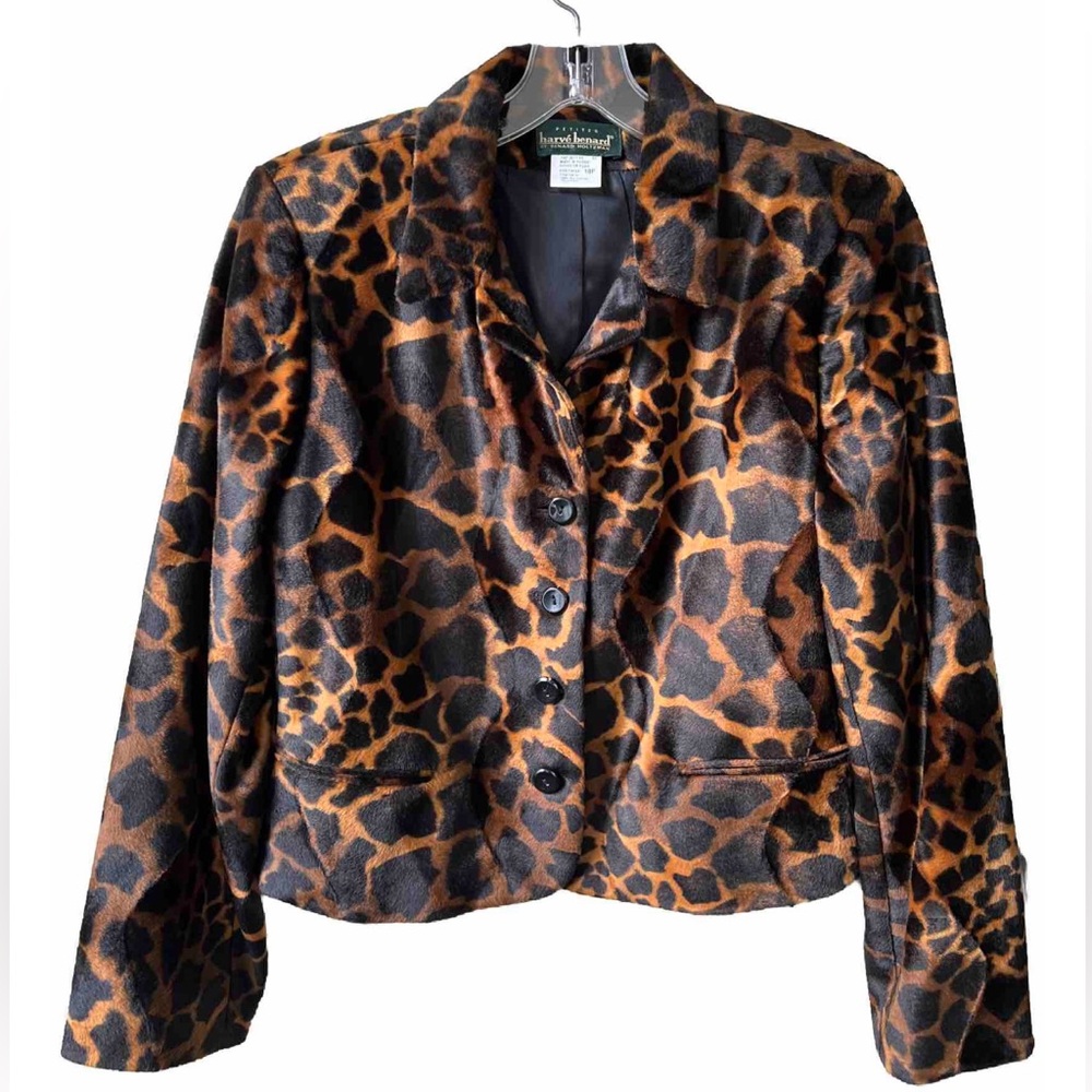 Harvé Benard By Benard Holtzman Leopard Print Faux Fur Jacket Lined 10P - Picture 3 of 13